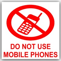 6 x Do Not Use Mobile Phones-Red on White,External Self Adhesive Warning Stickers-Health and Safety Signs 